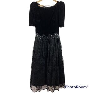 Scott McClintock Vintage Black Velvet Lace Sequin Dress Size 10